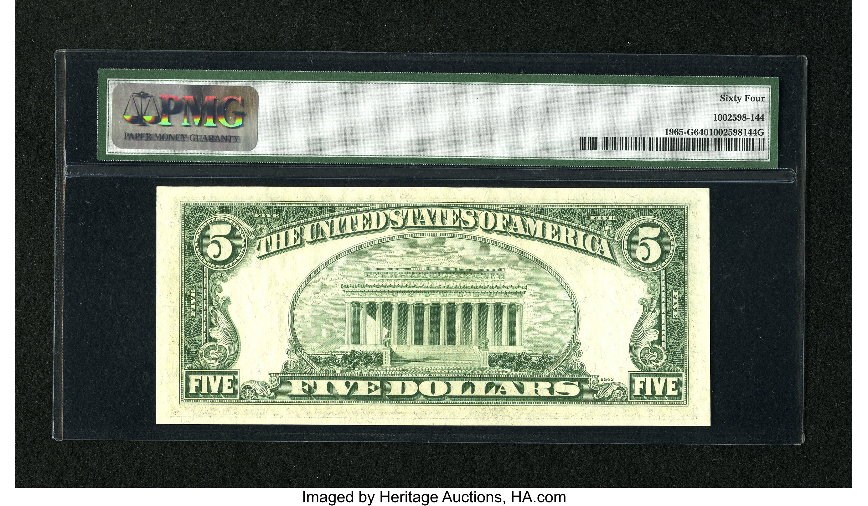 image for: Fr. 1965-G $5 1950D Federal Reserve Note. PMG Choice Uncirculated 64....