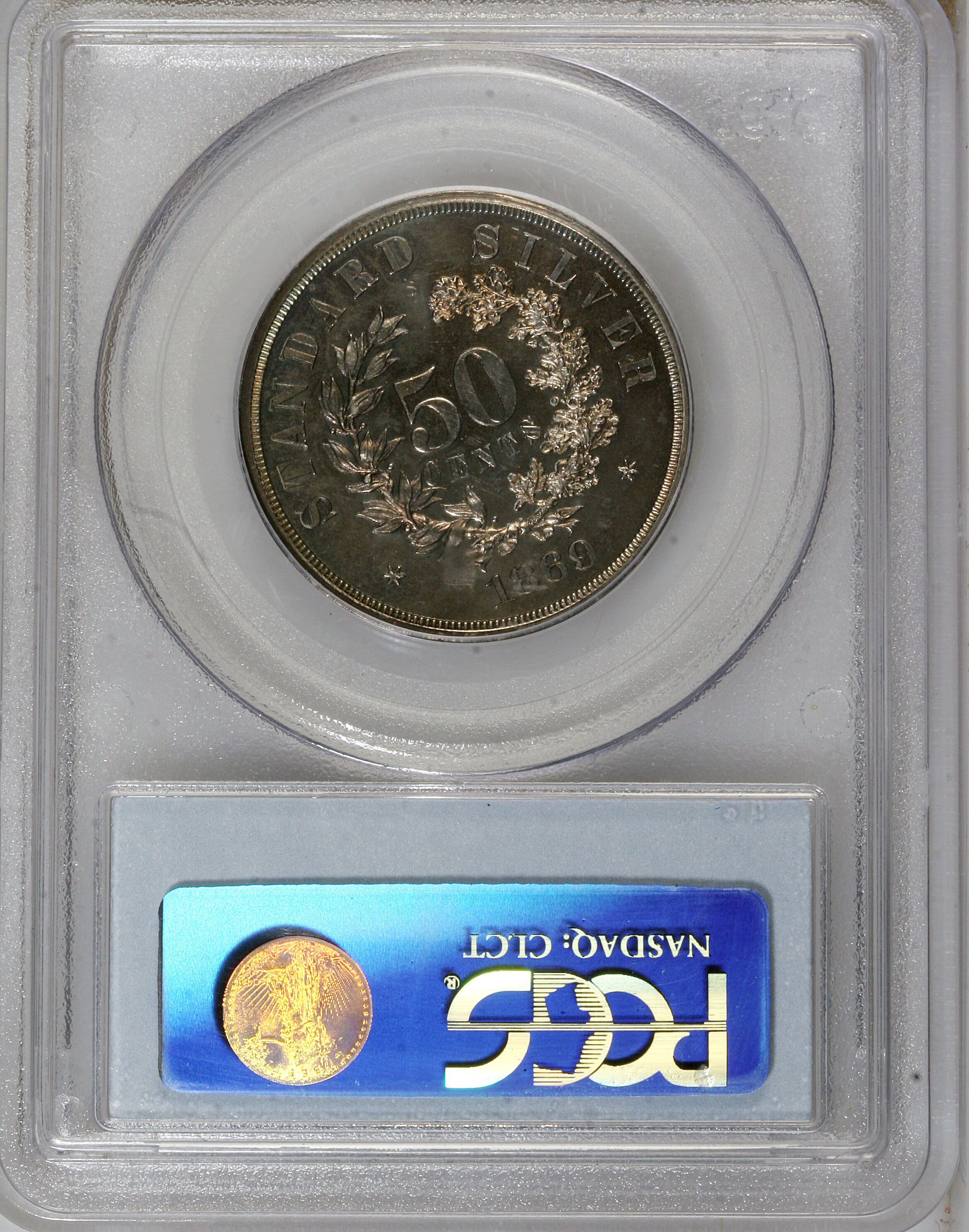 image for: 1869 50C Standard Silver Half Dollar, Judd-743, Pollock-824, High R.6, PR63 PCGS. PCGS Population (5/6). NGC Census: (0/4)....