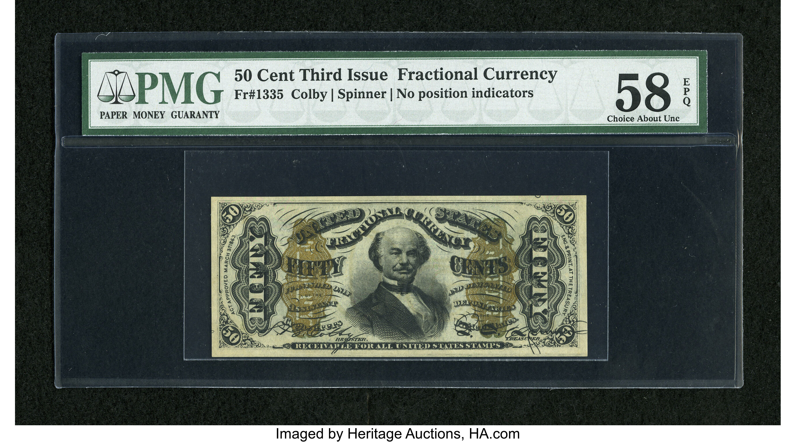 image for: Fr. 1335 50c Third Issue Spinner PMG Choice About Unc 58 EPQ....