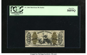image for: Fr. 1366 50c Third Issue Justice PCGS About New 50PPQ.