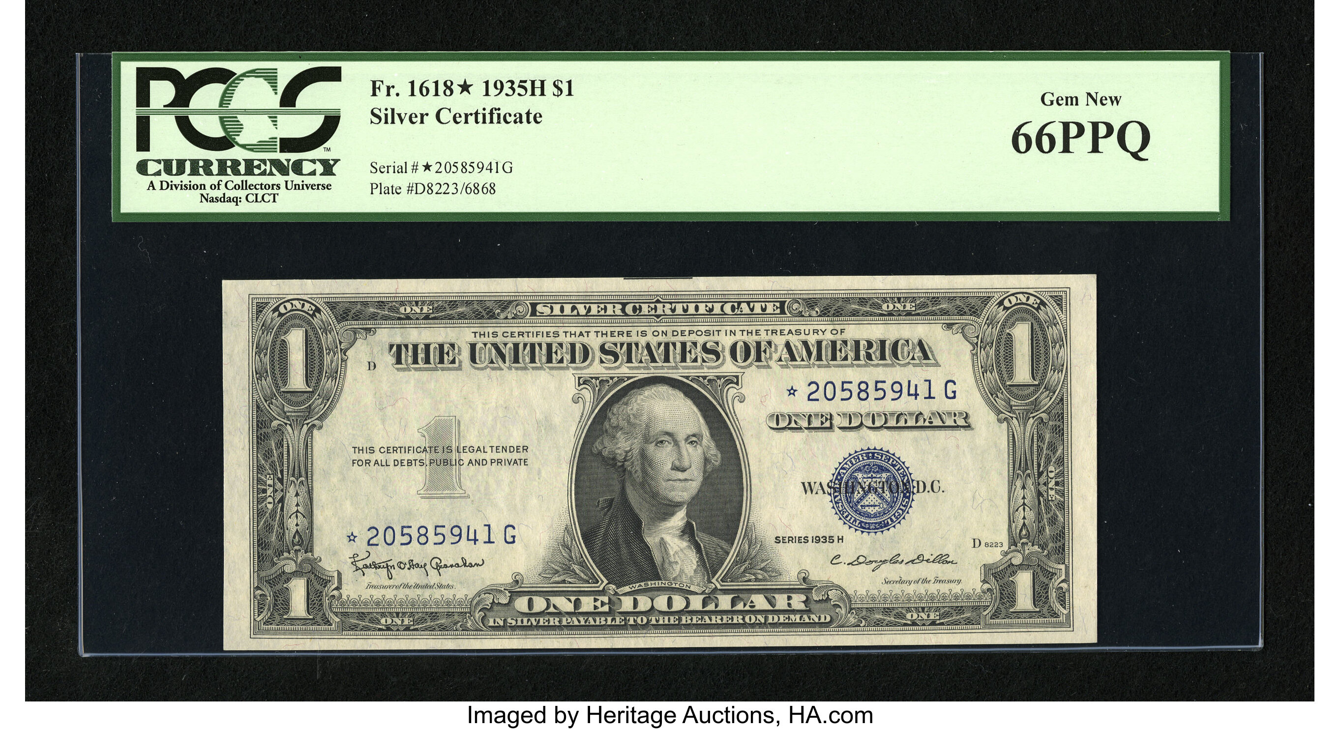 image for: Fr. 1618* $1 1935H Silver Certificate. PCGS Gem New 66PPQ....