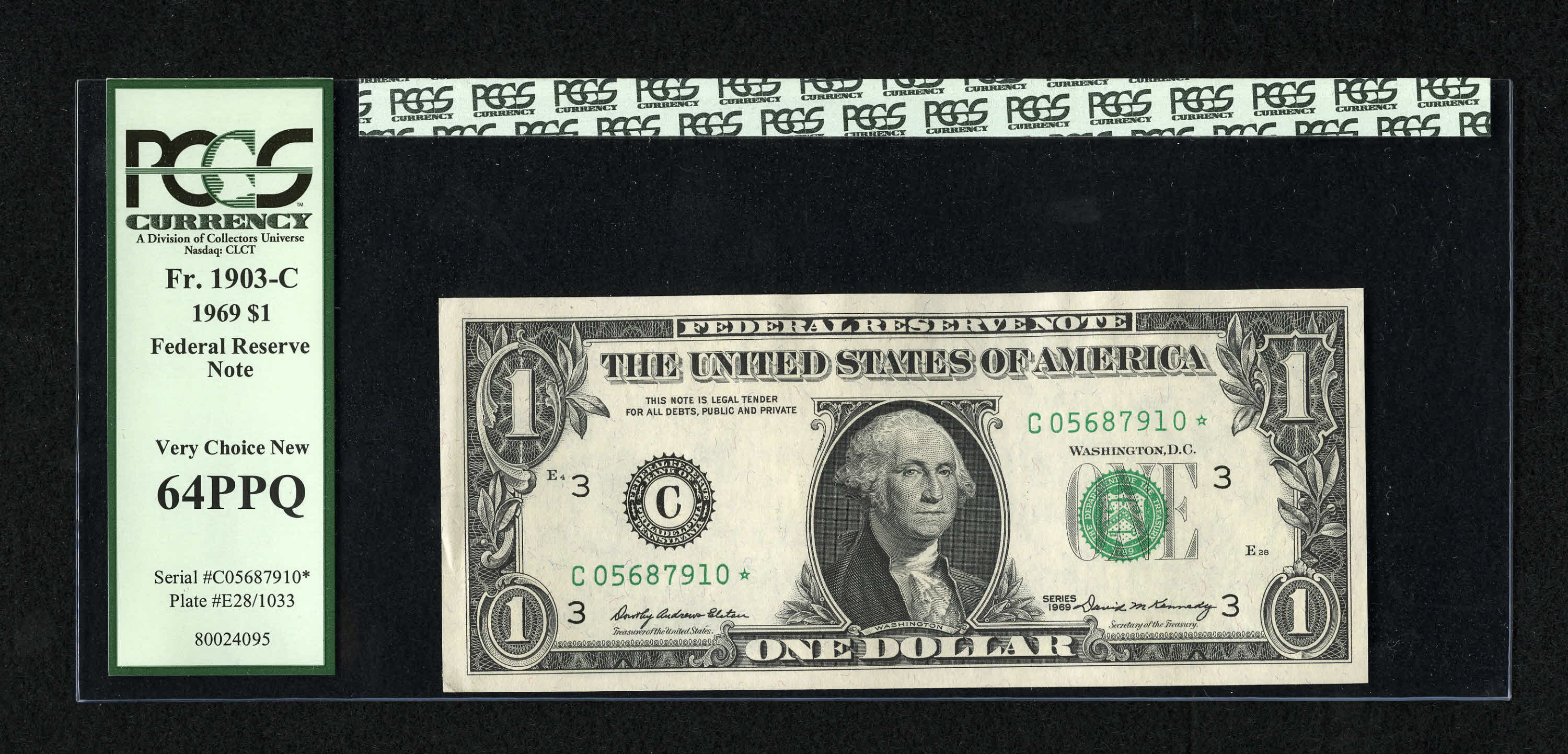 image for: Fr. 1903-C* $1 1969 Federal Reserve Note. PCGS Very Choice New 64PPQ....