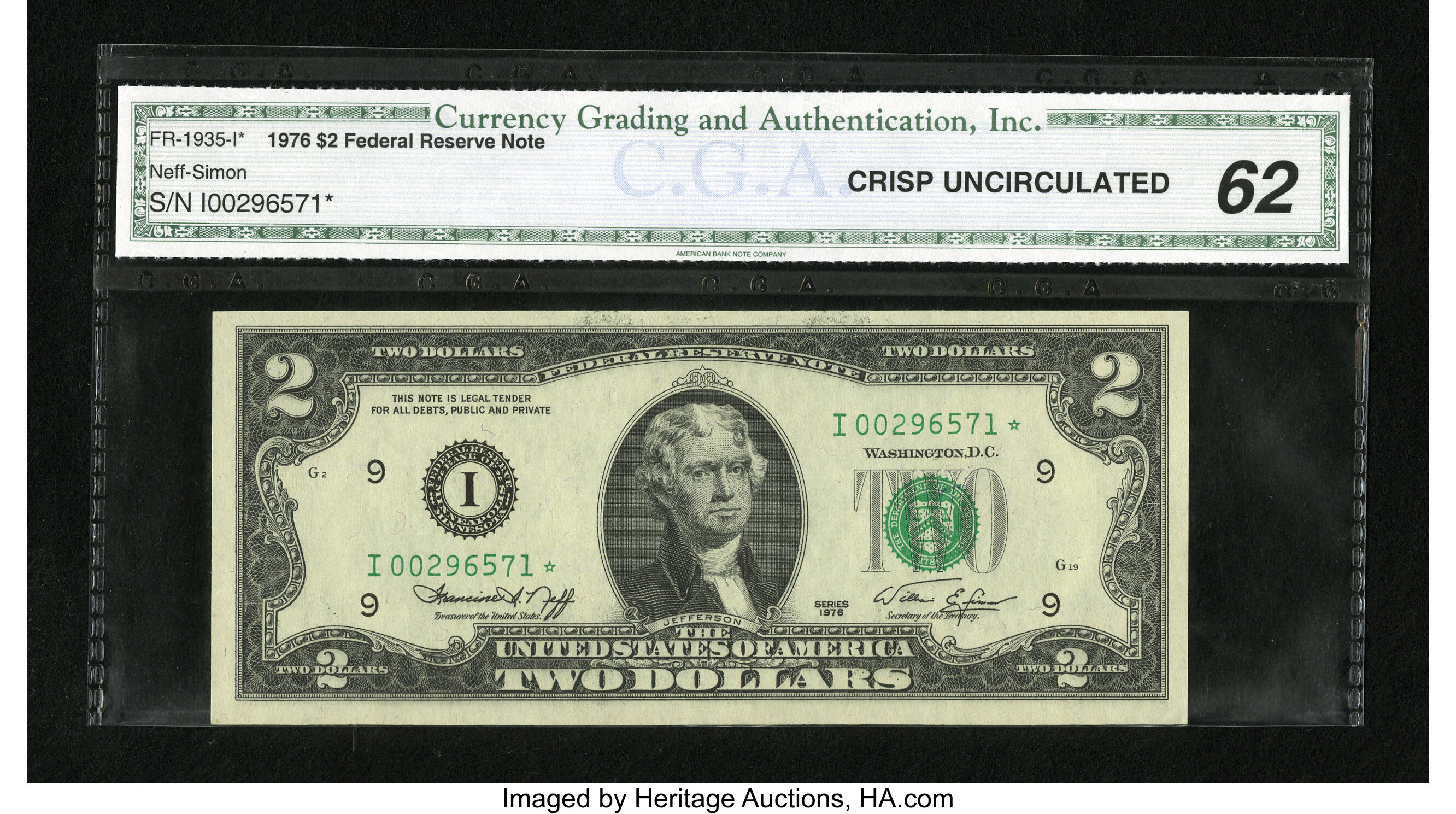 image for: Fr. 1935-I* $2 1976 Federal Reserve Star Note. CGA Crisp Uncirculated 62....