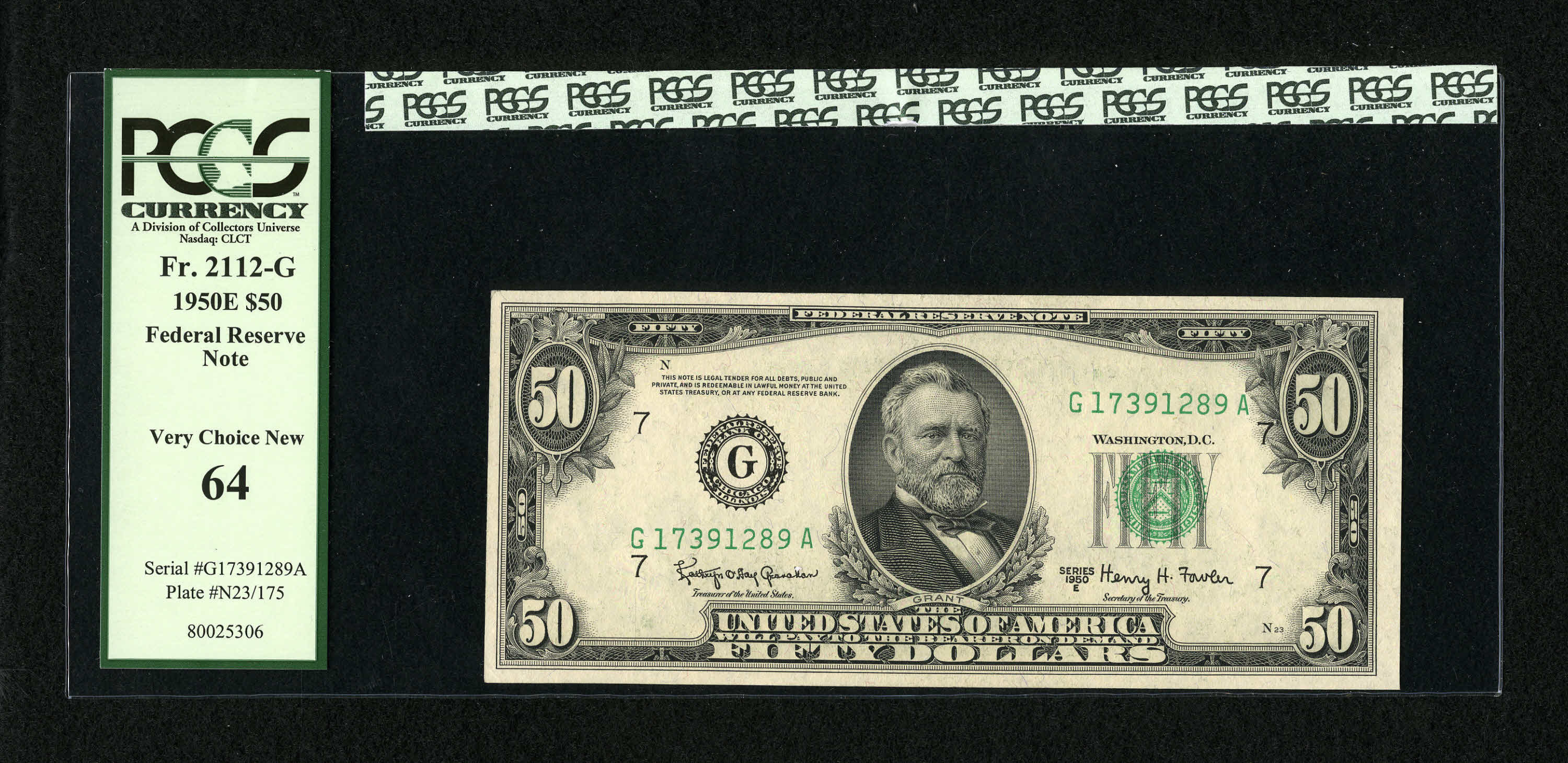 image for: Fr. 2112-G $50 1950E Federal Reserve Note. PCGS Very Choice New 64....