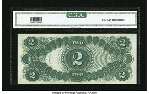 image for: Fr. 59 $2 1917 Mule Legal Tender CGA Choice Uncirculated 64....