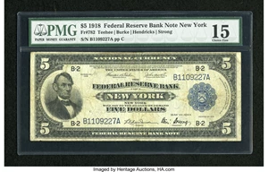 image for: Fr. 782 $5 1918 Federal Reserve Bank Note PMG Choice Fine 15....