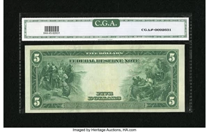 image for: Fr. 844 $5 1914 Federal Reserve Note CGA Extremely Fine 45....