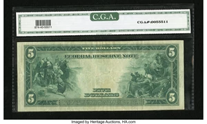 image for: Fr. 874 $5 1914 Federal Reserve Note CGA Extremely Fine 40....