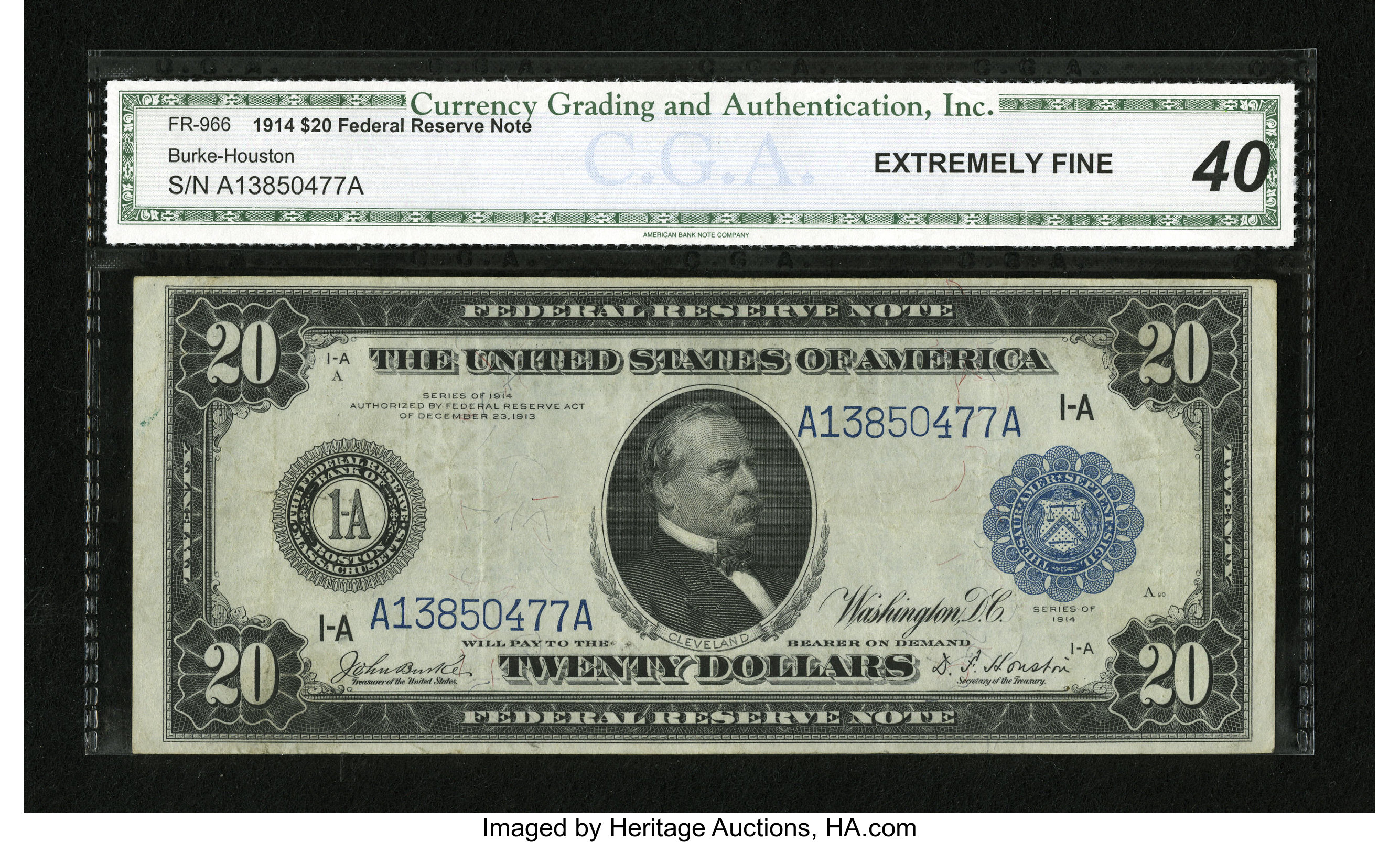 image for: Fr. 966 $20 1914 Federal Reserve Note CGA Extremely Fine 40....