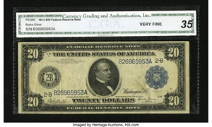 image for: Fr. 969 $20 1914 Federal Reserve Note CGA Very Fine 35....