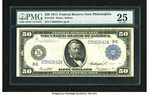 image for: Fr. 1035 $50 1914 Federal Reserve Note PMG Very Fine 25....