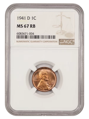 image for: 1941-D 1c NGC MS67 RB
