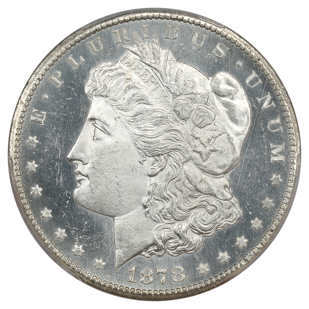 image for: 1878-CC $1 PCGS MS65 PL (VAM-11  Lines in Wing)