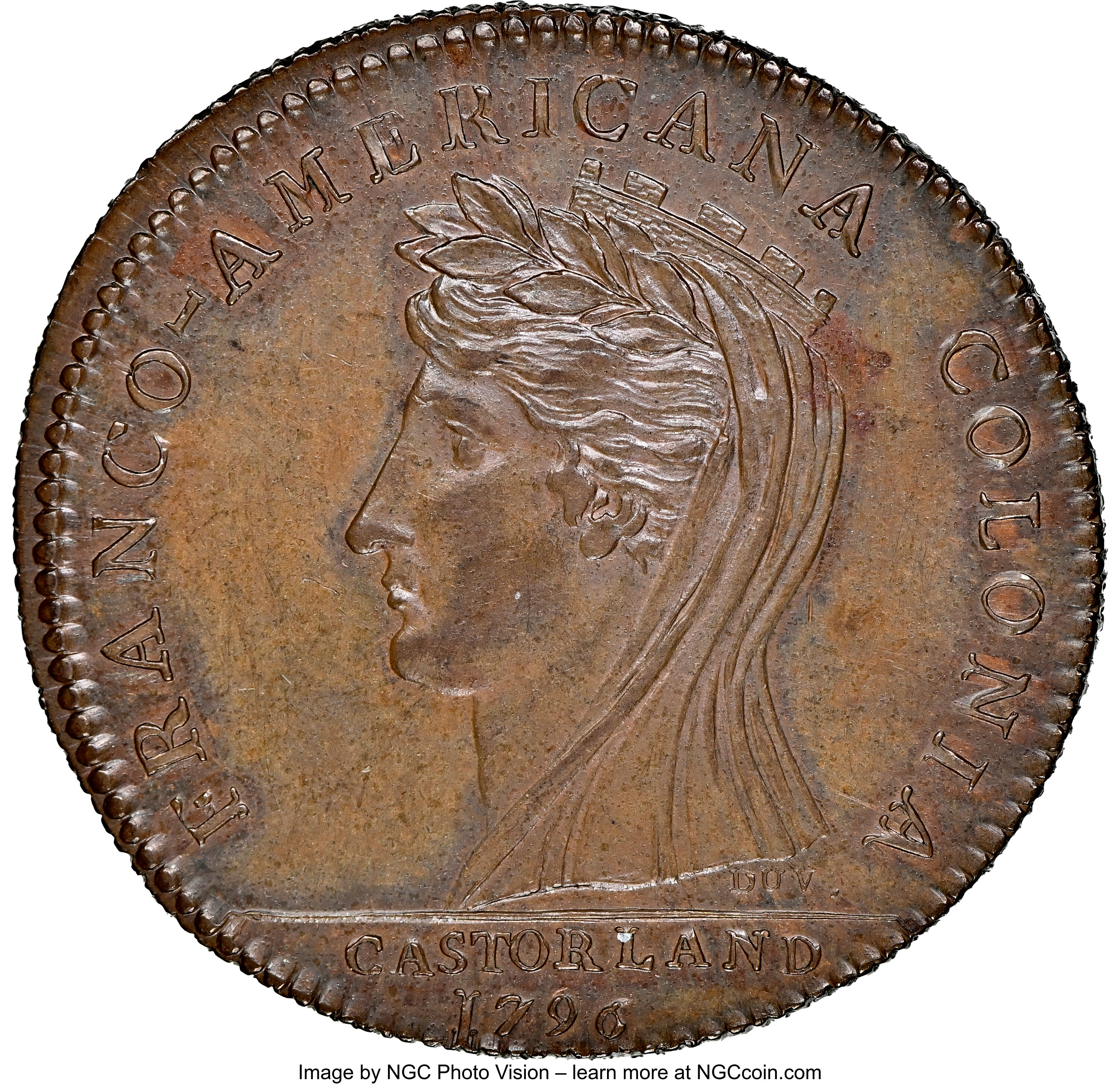 image for: 1796 Medal Castorland Medal, Copper, MS62 Brown NGC. W-9110, R.7....
