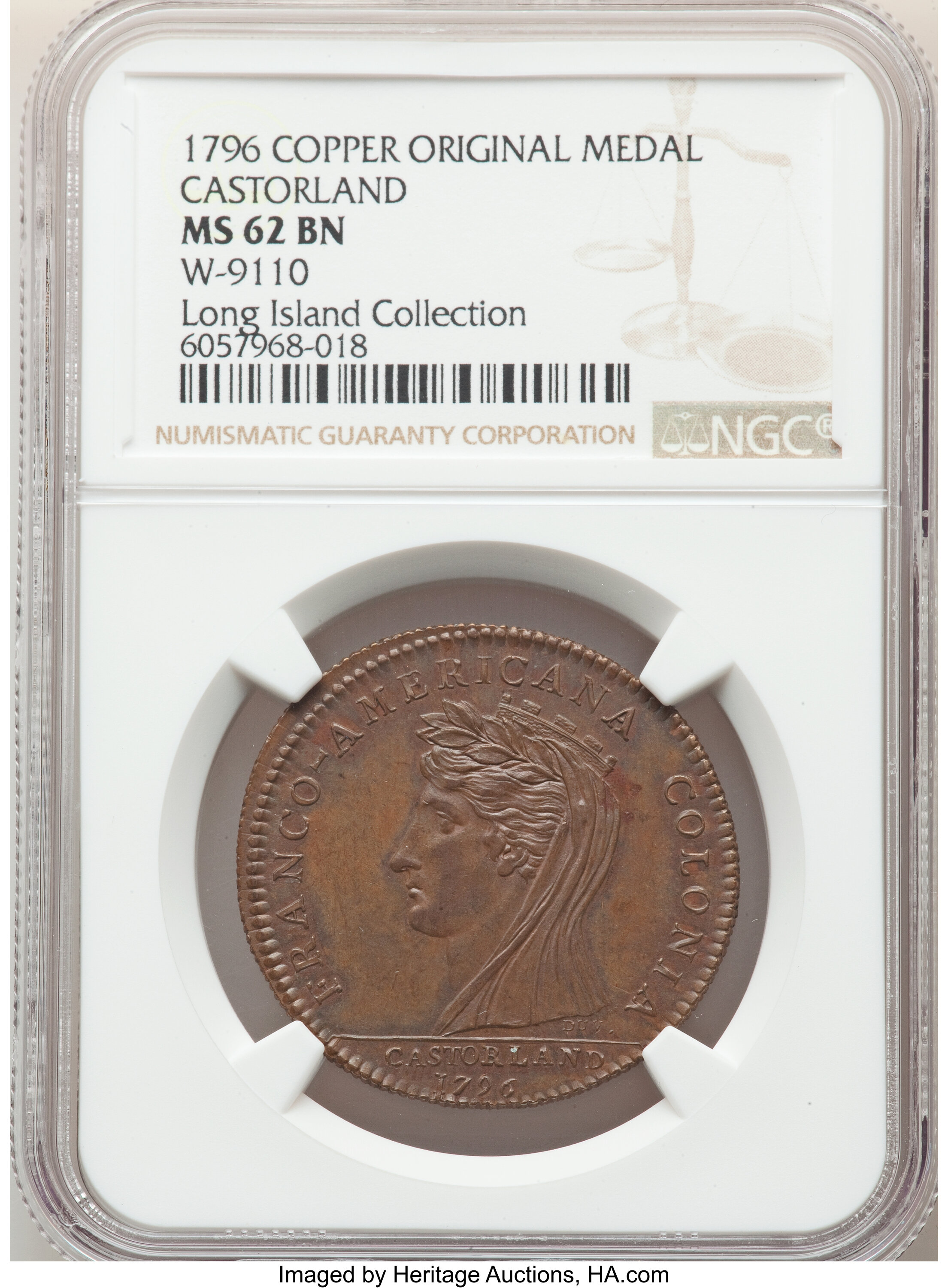 image for: 1796 Medal Castorland Medal, Copper, MS62 Brown NGC. W-9110, R.7....