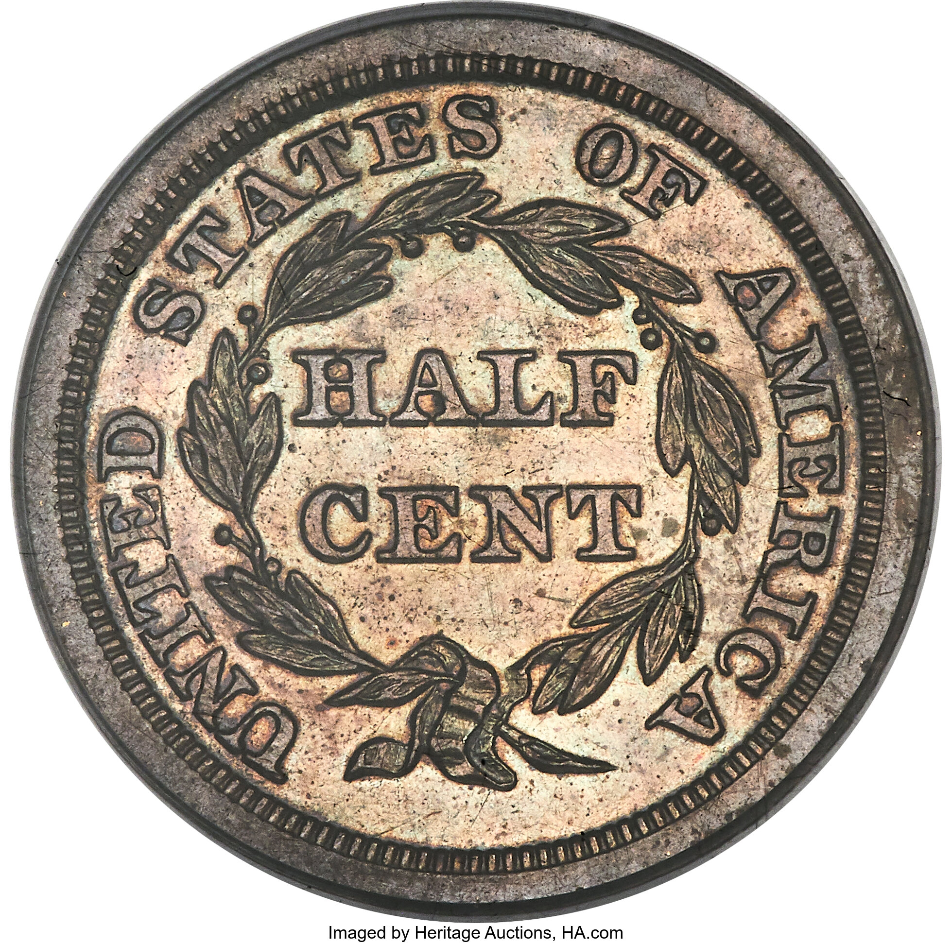 image for: 1843 1/2 C Original PR63 Brown PCGS. CAC. B-1a, High R.5....