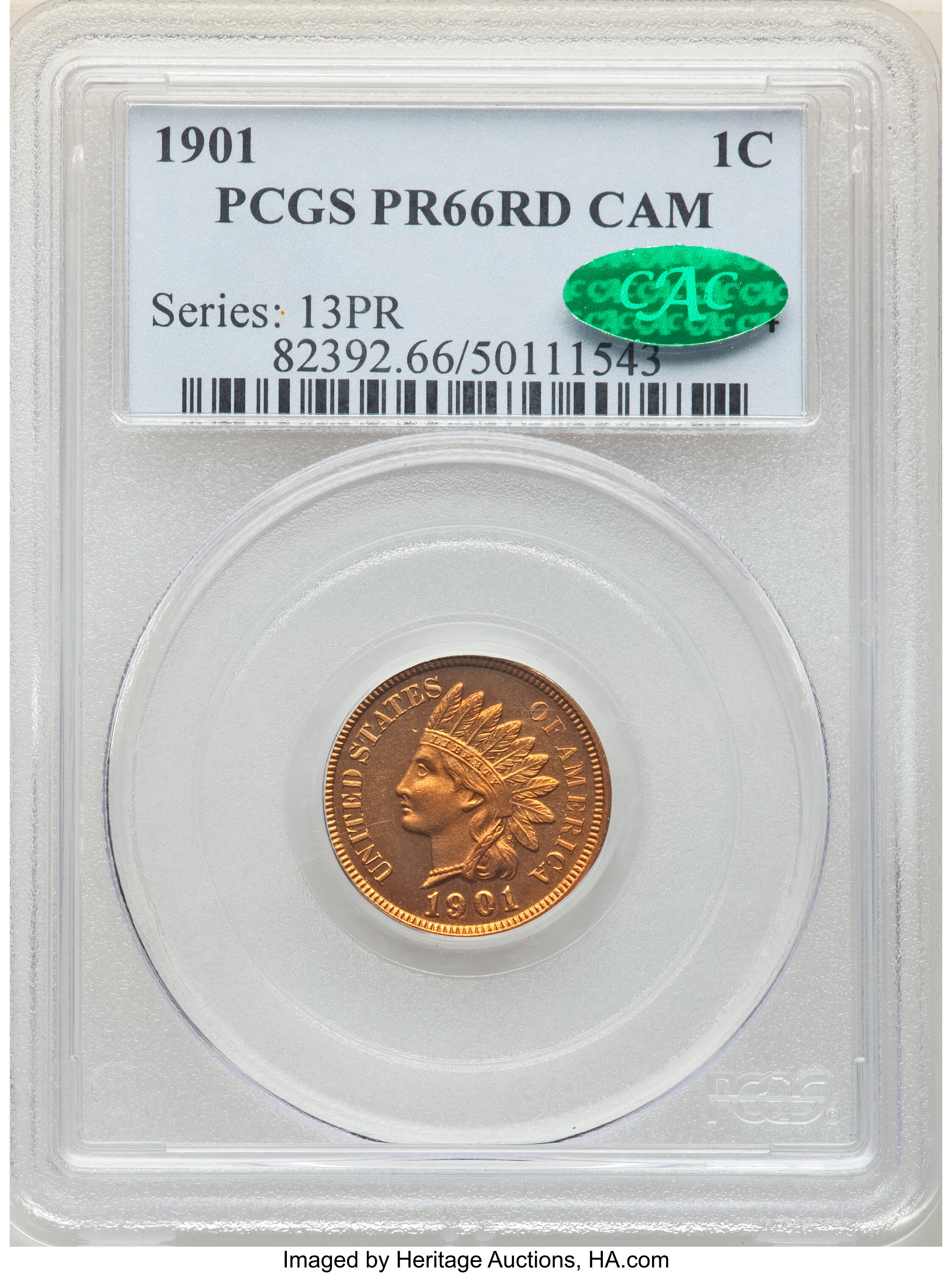 image for: 1901 1C PR66 Red Cameo PCGS. CAC. Snow-PR1....