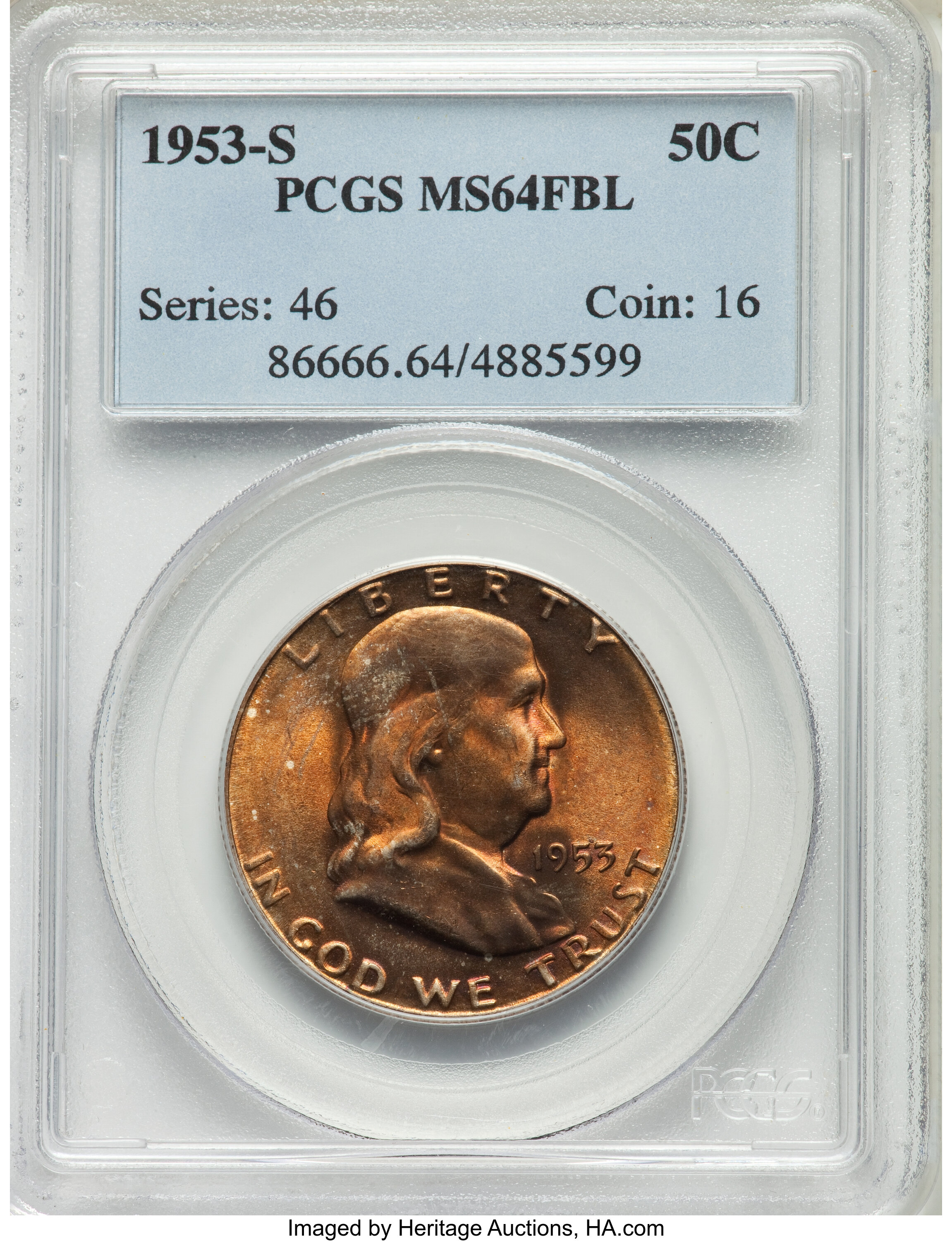 image for: 1953-S 50C MS64 Full Bell Lines PCGS....