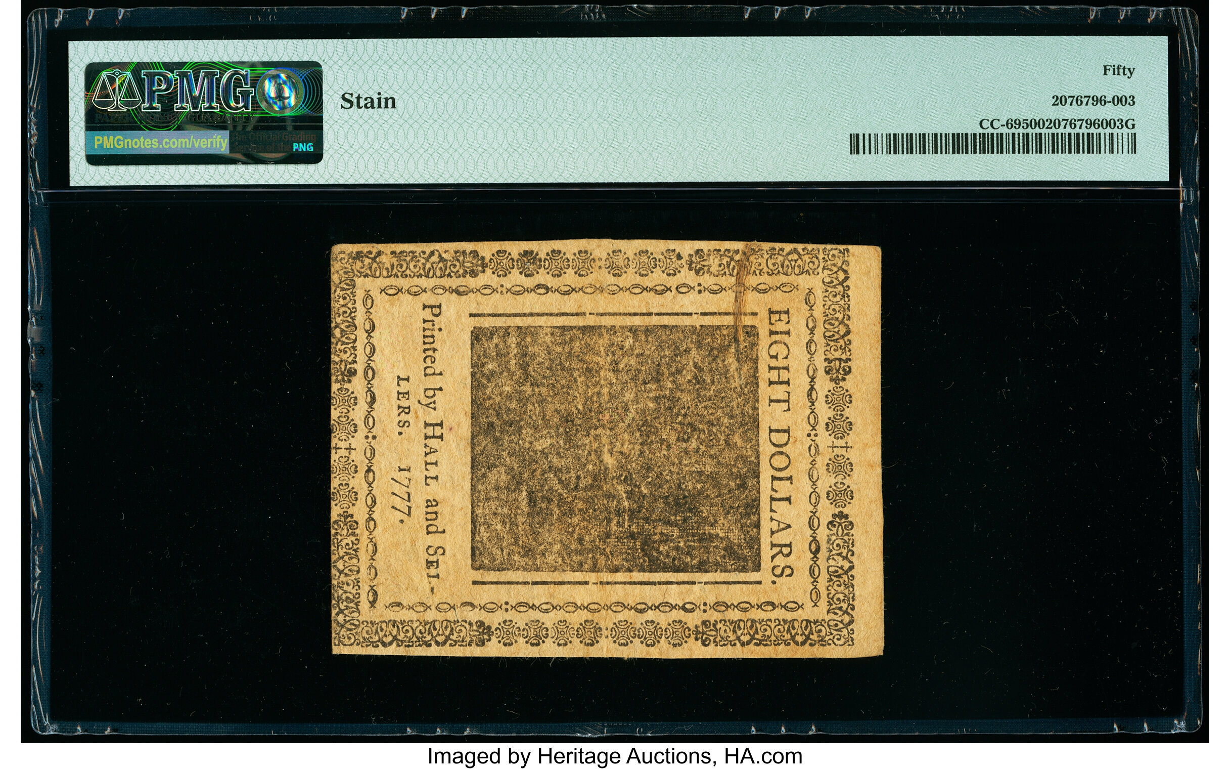 image for: Continental Currency May 20, 1777 $8 PMG About Uncirculated 50....