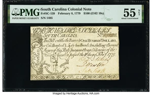 image for: South Carolina February 8, 1779 $100 PMG About Uncirculated 55 Net....