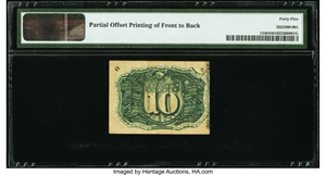image for: Partial Offset Printing of Front to Back Fr. 1248 10¢ Second Issue PMG Choice Extremely Fine 45....