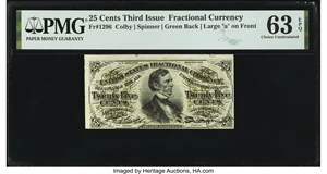 image for: Fr. 1296 25¢ Third Issue PMG Choice Uncirculated 63 EPQ....