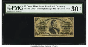 image for: Fr. 1300 25¢ Third Issue PMG Very Fine 30 Net....