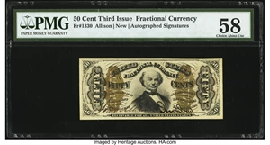 image for: Fr. 1330 50¢ Third Issue Spinner PMG Choice About Unc 58....