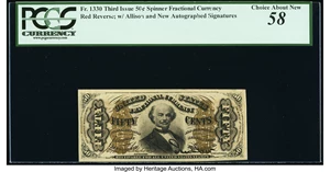 image for: Fr. 1330 50¢ Third Issue Spinner PCGS Choice About New 58....