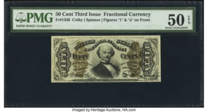 image for: Fr. 1336 50¢ Third Issue Spinner PMG About Uncirculated 50 EPQ....