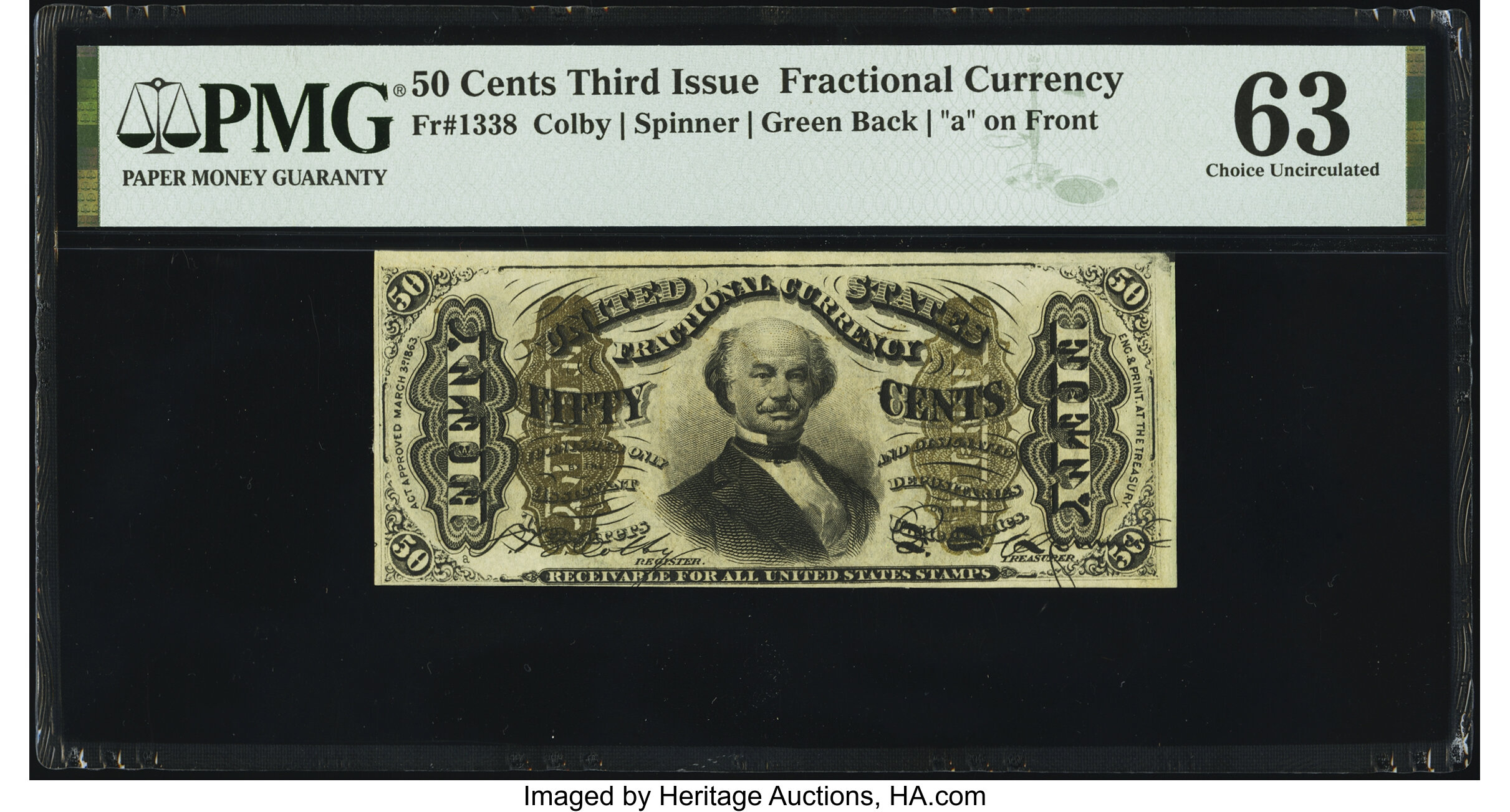 image for: Fr. 1338 50¢ Third Issue Spinner PMG Choice Uncirculated 63....