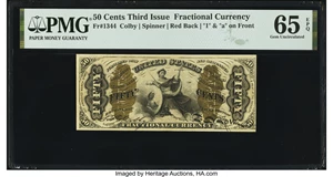 image for: Fr. 1344 50¢ Third Issue Justice PMG Gem Uncirculated 65 EPQ....