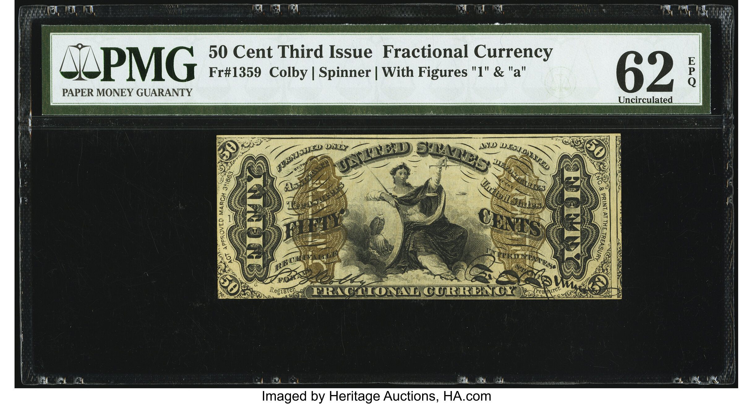 image for: Fr. 1359 50¢ Third Issue Justice PMG Uncirculated 62 EPQ....