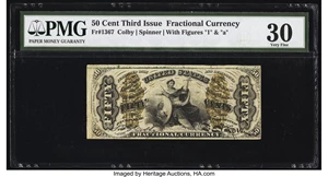 image for: Fr. 1367 50¢ Third Issue Justice PMG Very Fine 30....
