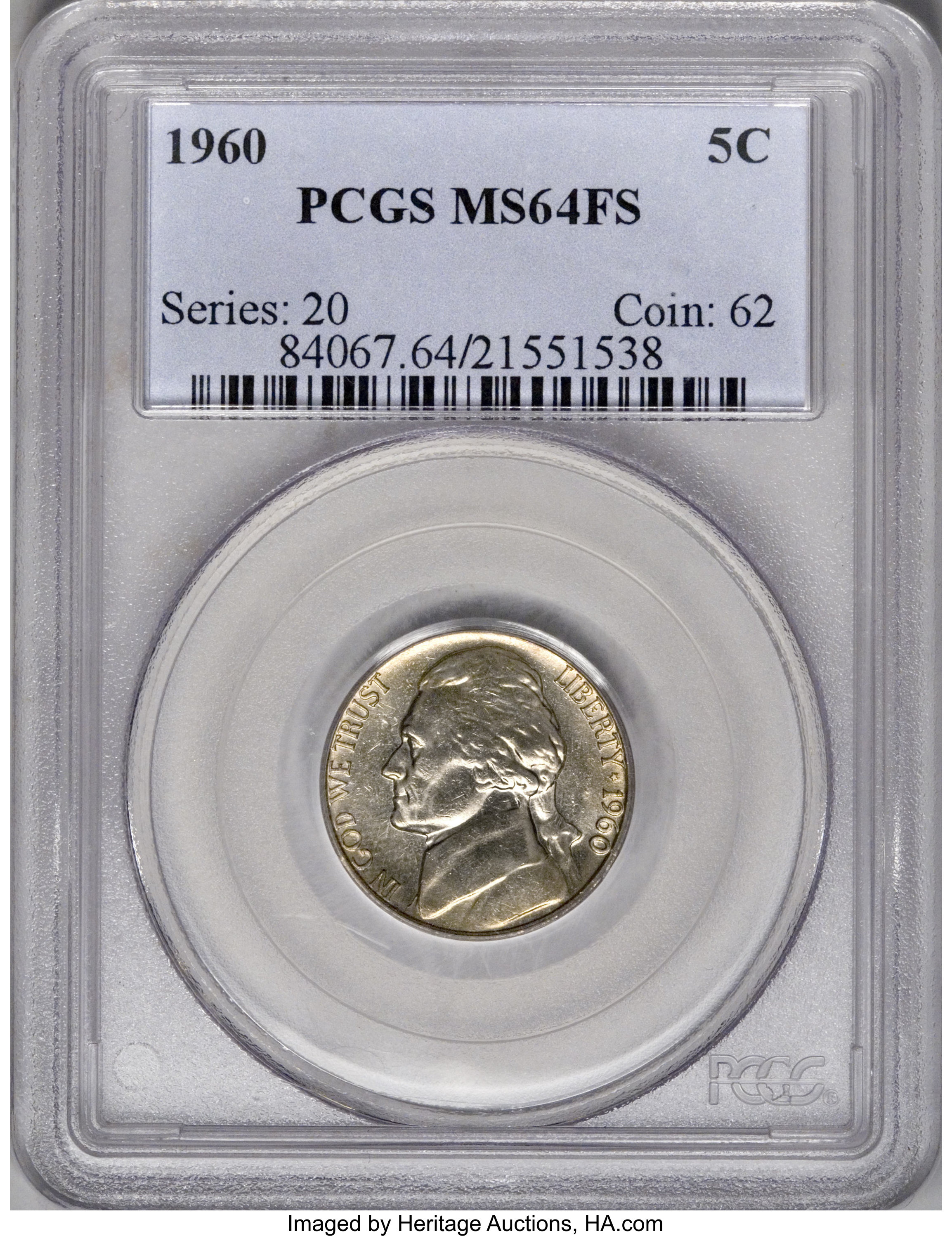 image for: 1960 5C MS64 Full Steps PCGS. PCGS Population (9/8). NGC Census: (0/0).   (#84067)...