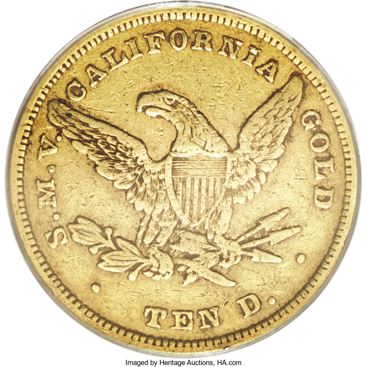 image for: 1849 $10 Moffat & Co. Ten Dollar, "Ten D." VF25 PCGS....