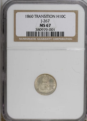 image for: 1860 H10C Transitional MS67 NGC....