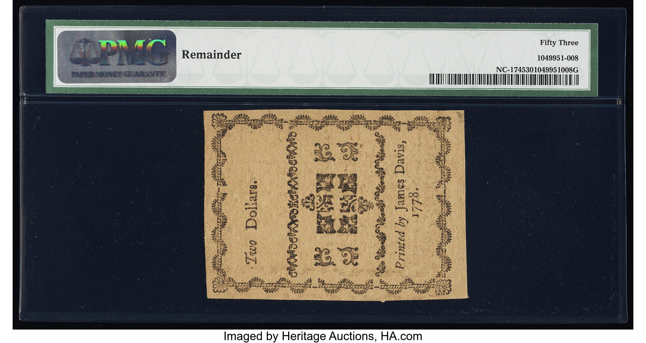 image for: North Carolina August 8, 1778 $2 Virtuous Councils the Cement of States PMG About Uncirculated 53....