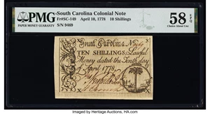 image for: South Carolina April 10, 1778 10s PMG Choice About Unc 58 EPQ....