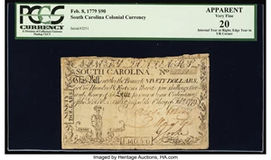 image for: South Carolina February 8, 1779 $90 PCGS Apparent Very Fine 20....