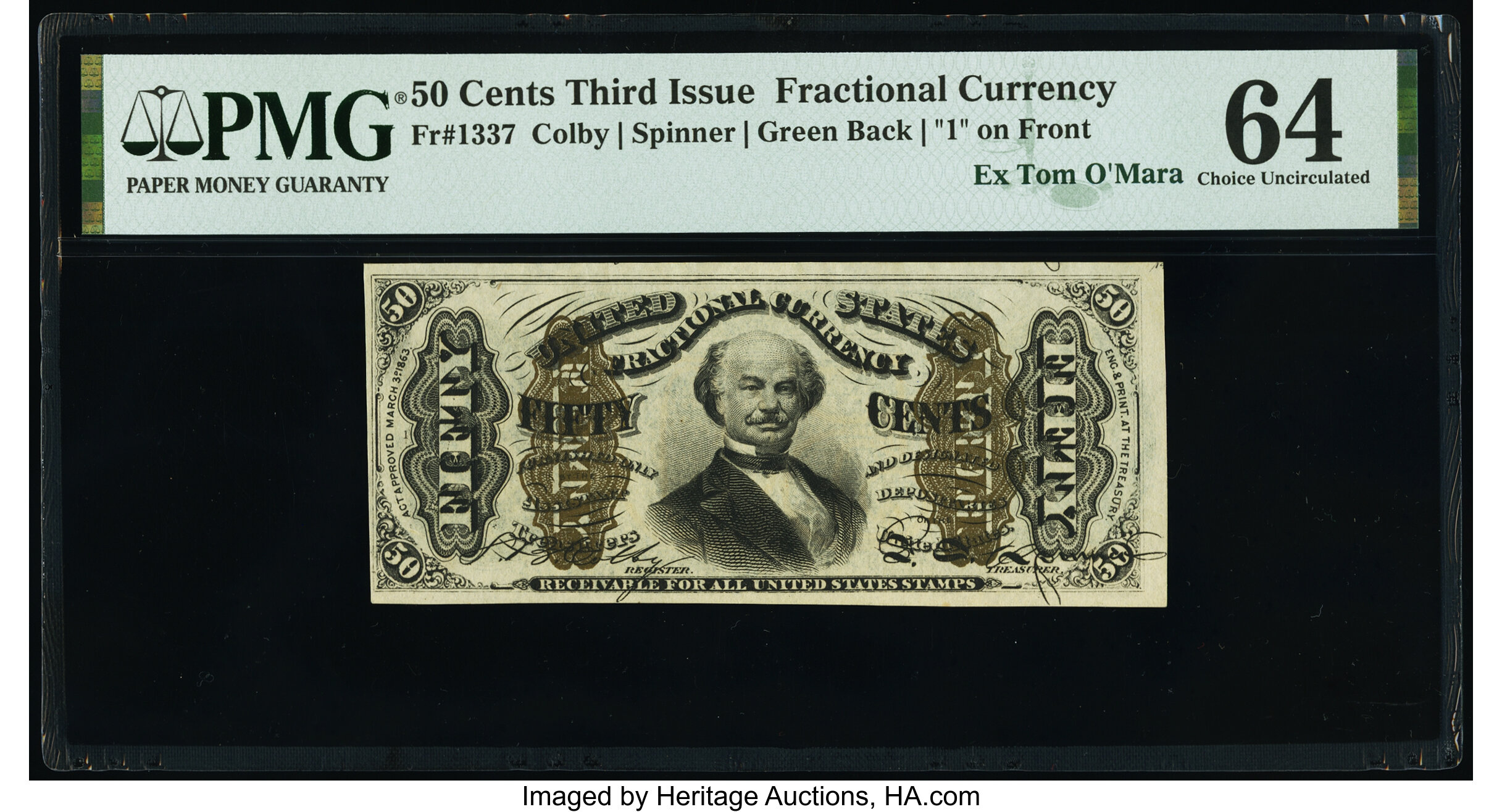 image for: Fr. 1337 50¢ Third Issue Spinner PMG Choice Uncirculated 64....
