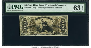 image for: Fr. 1349 50¢ Third Issue Justice PMG Choice Uncirculated 63 EPQ....