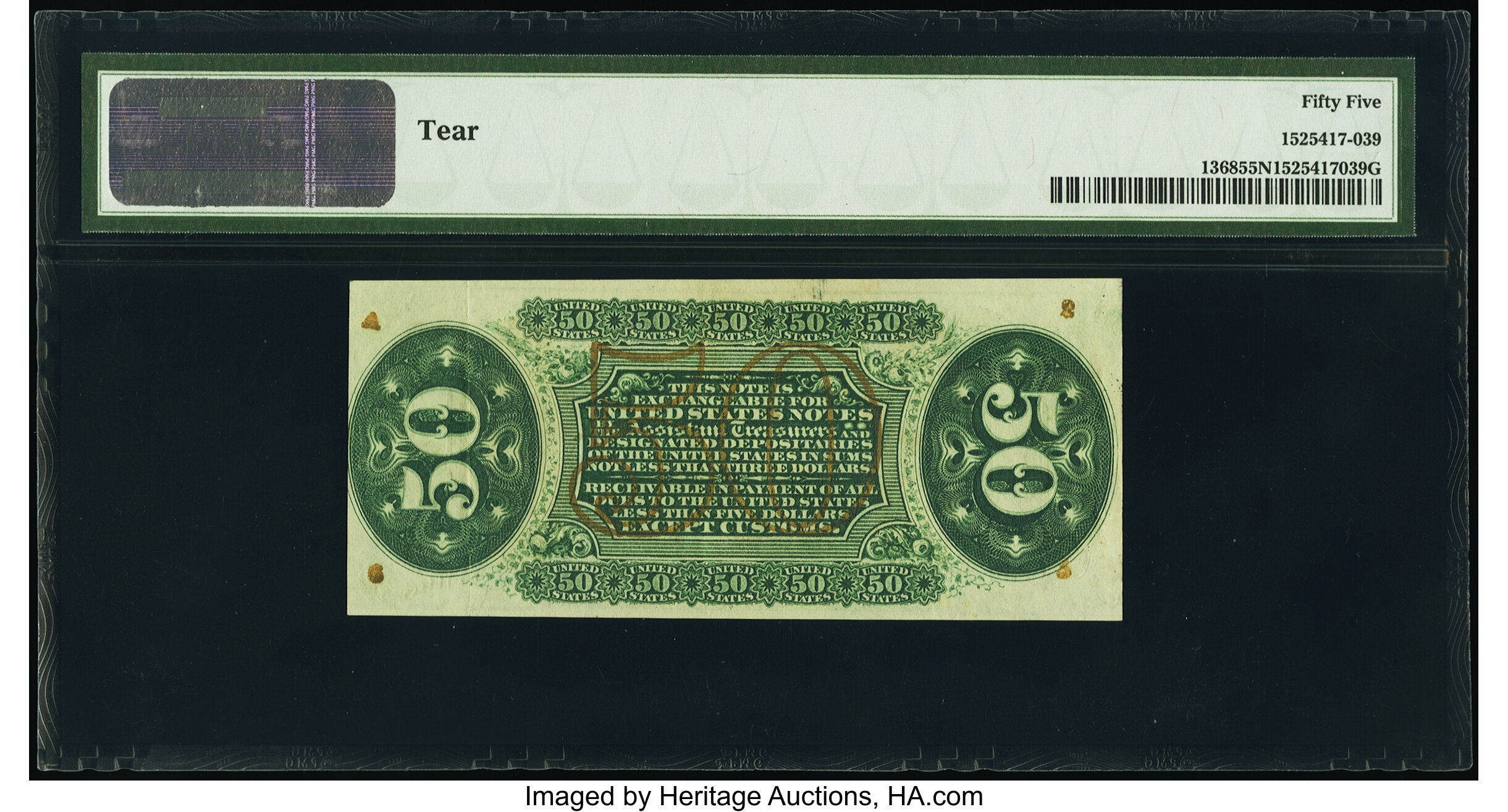 image for: Fr. 1368 50¢ Third Issue Justice PMG About Uncirculated 55 Net....