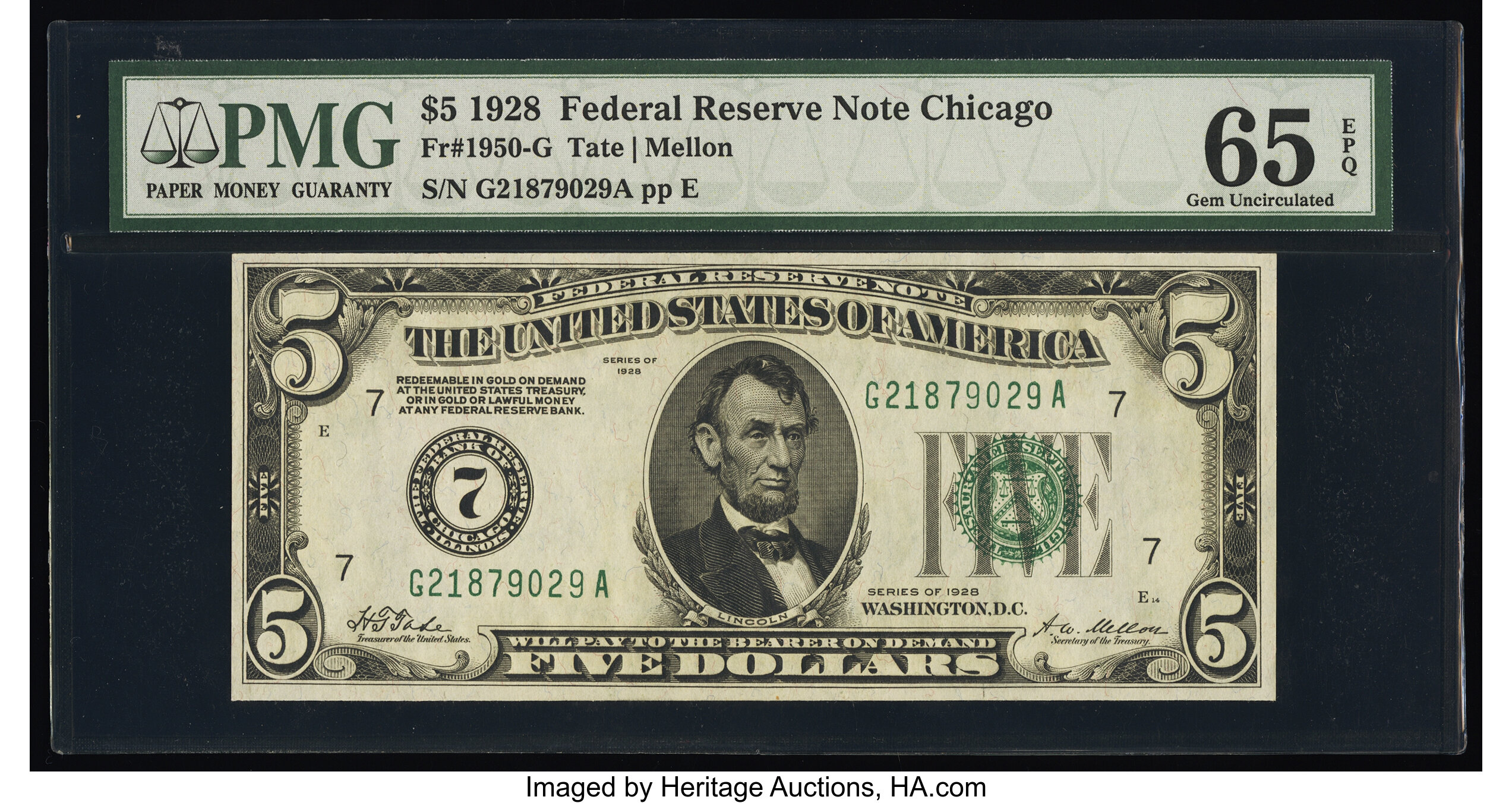 image for: Fr. 1950-G $5 1928 Federal Reserve Note. PMG Gem Uncirculated 65 EPQ....