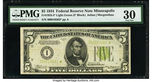 image for: Fr. 1955-I* $5 1934 Federal Reserve Star Note. PMG Very Fine 30....