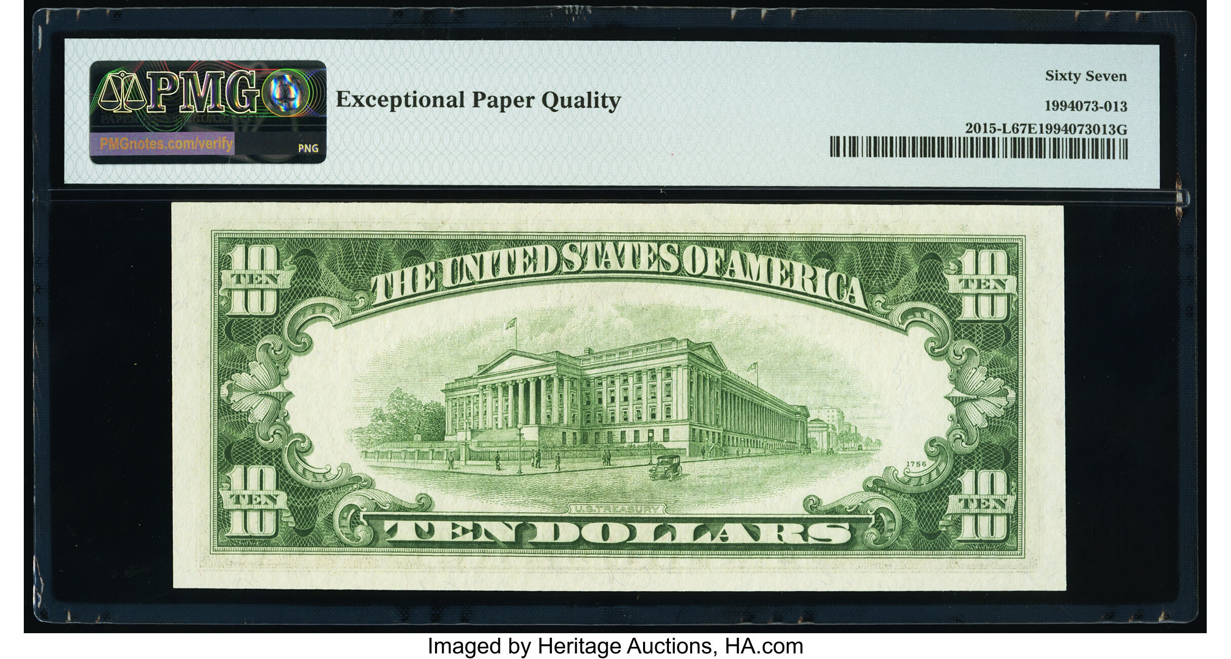 image for: Fr. 2015-L $10 1950E Federal Reserve Note. PMG Superb Gem Unc 67 EPQ....