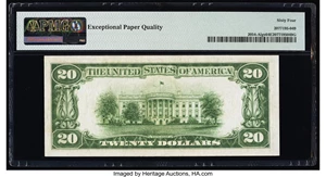 image for: Fr. 2054-A $20 1934 Federal Reserve Note. PMG Choice Uncirculated 64 EPQ....