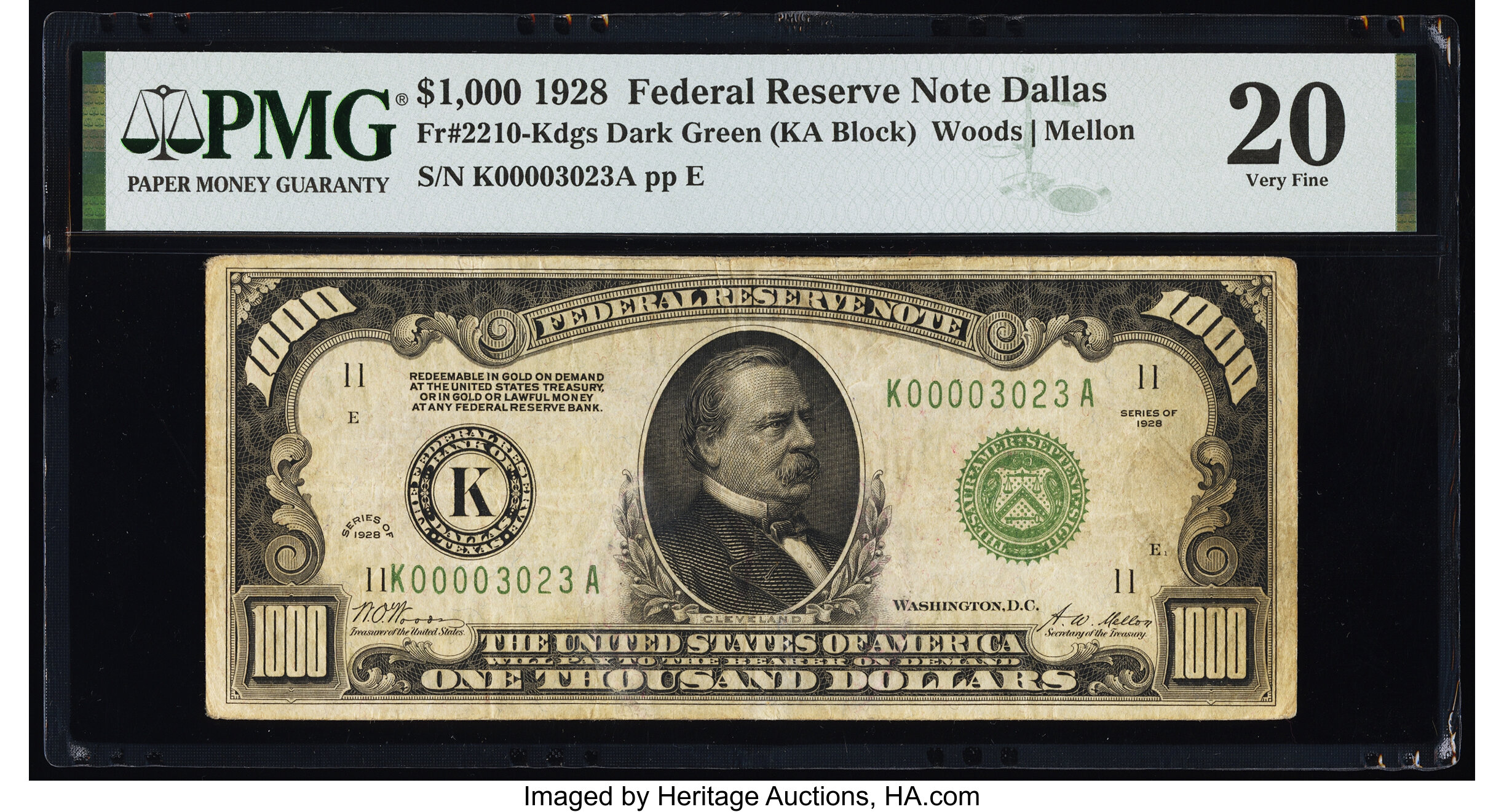 image for: Fr. 2210-K $1,000 1928 Federal Reserve Note. PMG Very Fine 20....