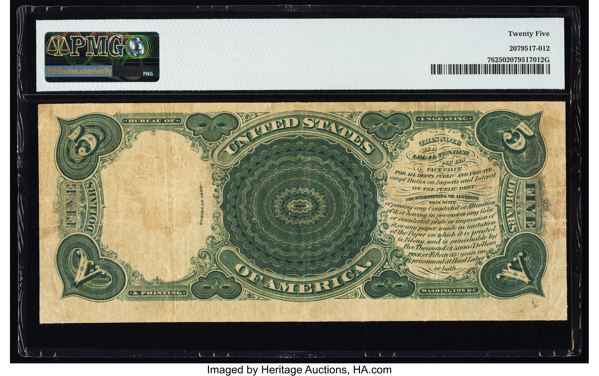 image for: Fr. 76 $5 1880 Legal Tender PMG Very Fine 25....