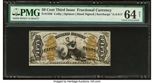 image for: Fr. 1356 50¢ Third Issue Justice PMG Choice Uncirculated 64 Net....